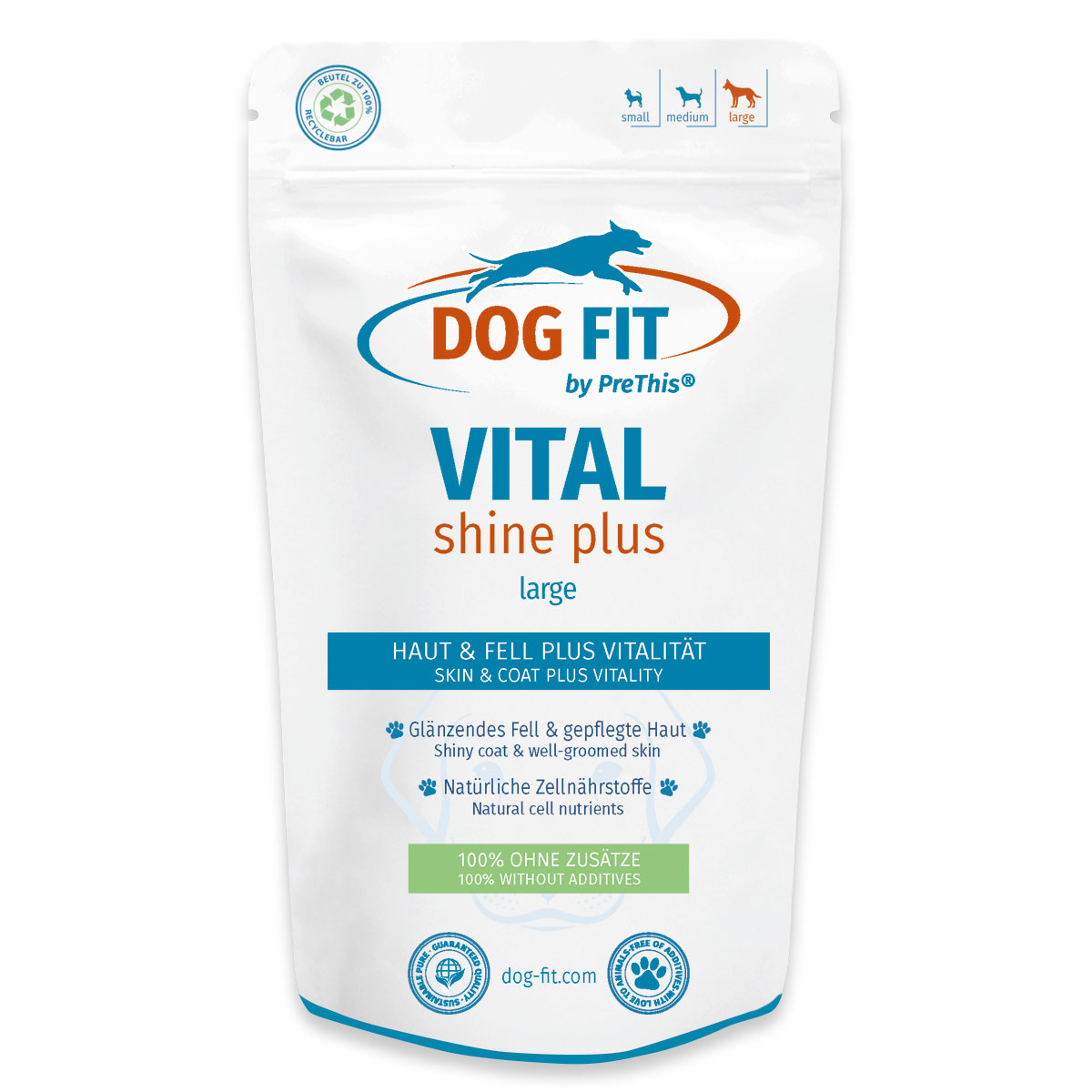 DOG FIT by PreThis® VITAL shine plus » Zellgesundheit Hunde » Augen, Herz, Gehirn, Fell & Haut » large ab 25 kg » 60 Kapseln