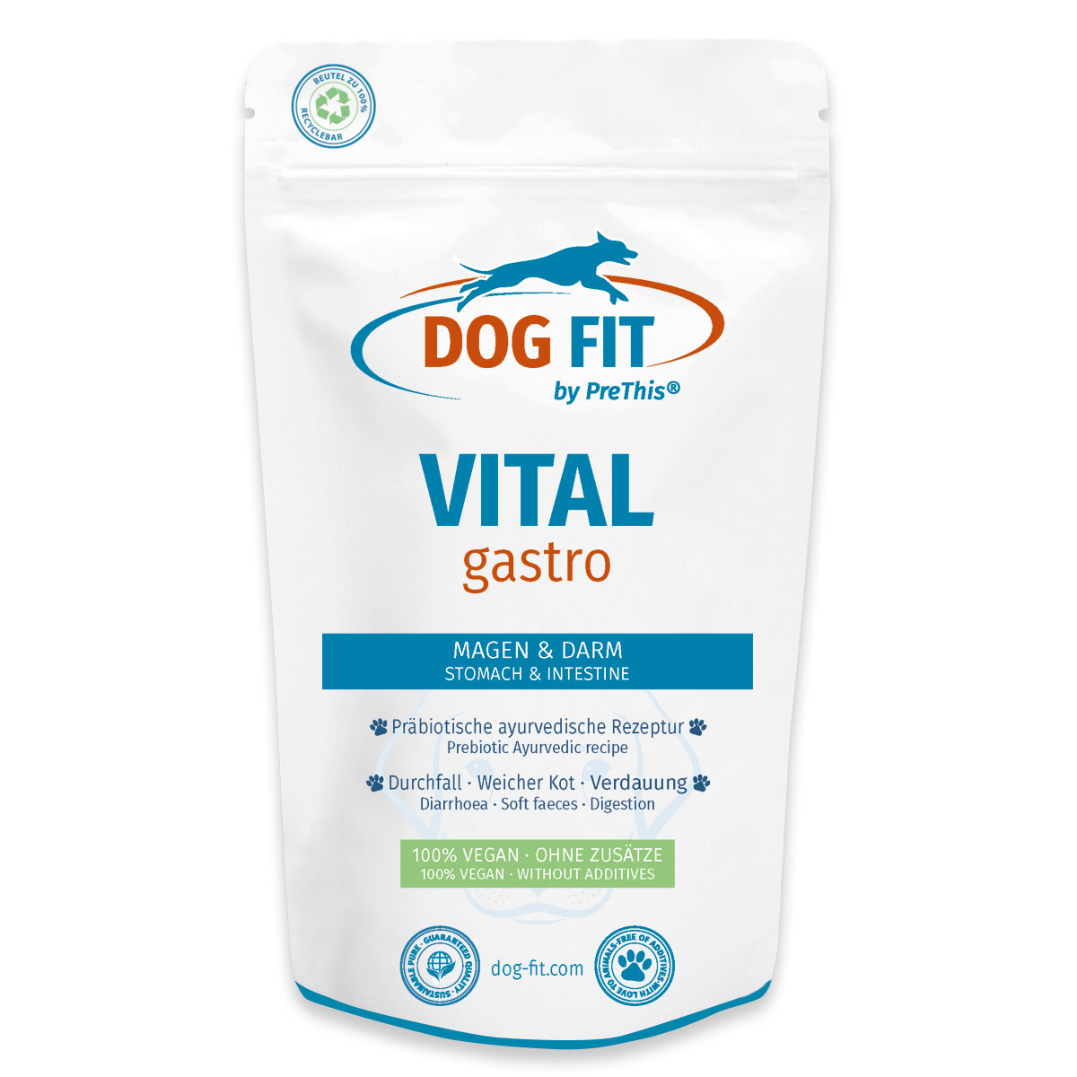 DOG FIT by PreThis® VITAL gastro | Magen-Darm-Kur für Hunde | Ayurvedische Rezeptur | Präbiotisch & 100 % vegan | Frei von Zusätzen